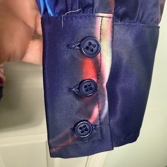 AKIRA Swirl Print Satin Mini Dress – XS (Red Multi) - Picture 5 of 8